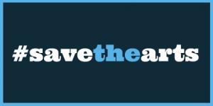 Save the Arts Twitter banner in blue