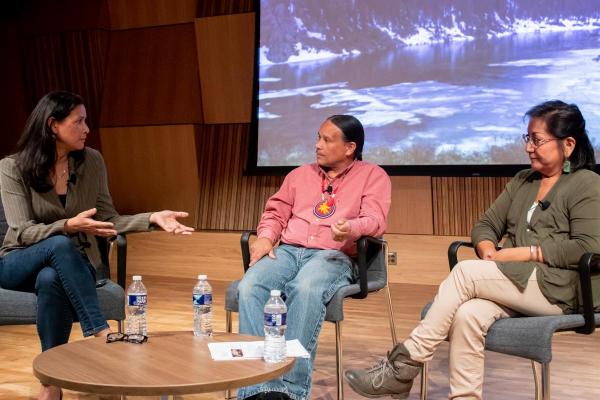 Panel discussion about Indigenous connections to waterat hosted on stage at PAFAa auditorium