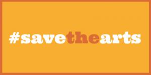 Save the Arts Twitter banner in orange