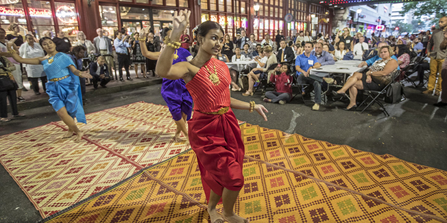 A woman dancing as part of a Cambodian Association of Great Philadelphia event.