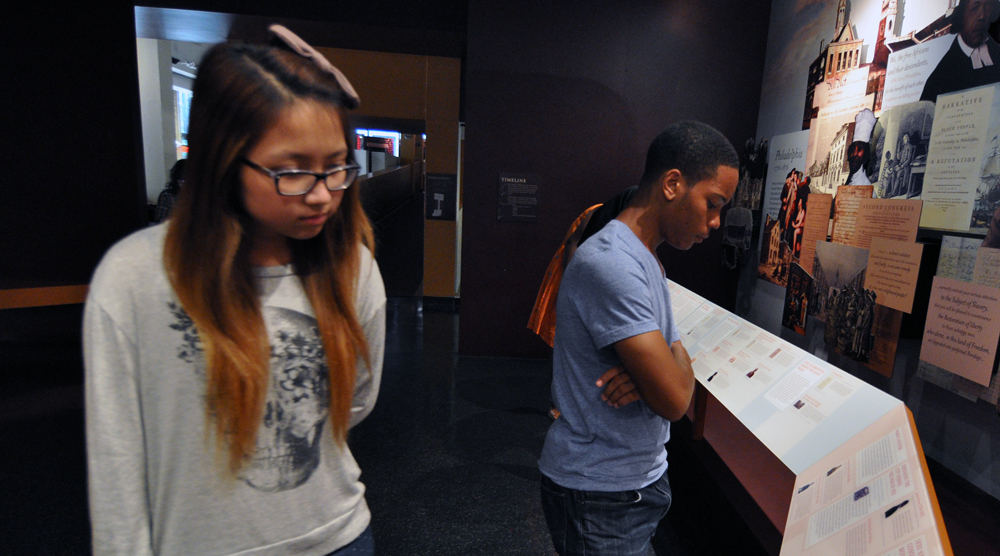 STAMP Teen Council members Sharon (left) and Jordan (right) on a visit to the African American Museum in Philadelphia.